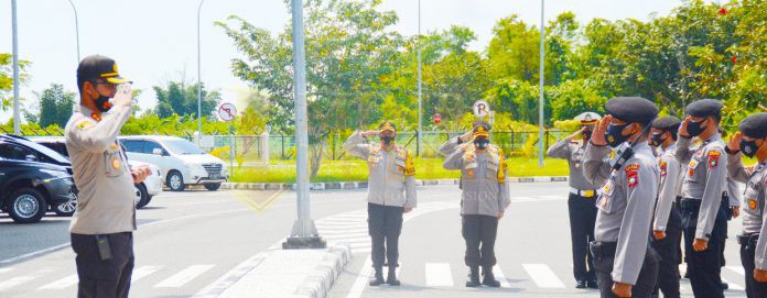 Kapolres Natuna sambut kepulangan 30 personil BKO Polresta Barelang Kepri, Jumat (30/10/2020) siang