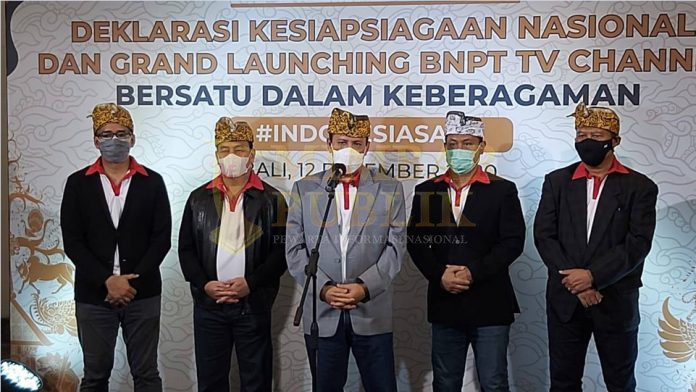 Kepala BNPT, Komjen Pol. Dr. Boy Rafli Amar, M.H., saat konferensi pers Deklarasi Kesiapsiagaan Nasional dan Grand Launching BNPT TV Channel, Sabtu 12 Desember 2020 di Badung, Bali. (Dok. Istimewa)