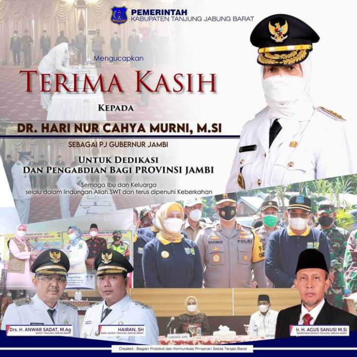 Ucapan Terima kasih kepada Pj Gubernur Jambi, Dr Hari Nur Cahya Murni, M.Si