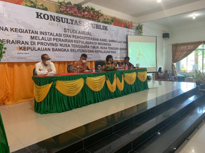 Acara Konsultasi Publik Rencana Kegiatan Instalasi dan Pengoperasian Kabel Bawah Laut oleh PT. Sun Cable di aula Hotel Lingga Pesona, Daik Lingga, Kamis (21/10/2021) (Foto Dok.)